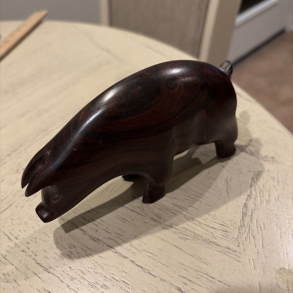 Mexican Folk Art Desert Ironwood Wood Carving Large Pig